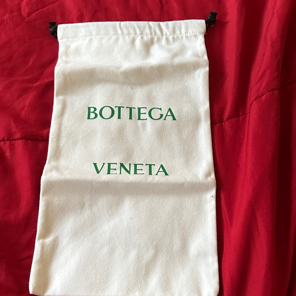 Bottega Veneta Cream Pouch with Green Logo